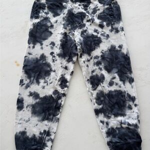 Black and White Tie-Dye Joggers with Elastic Cuffs